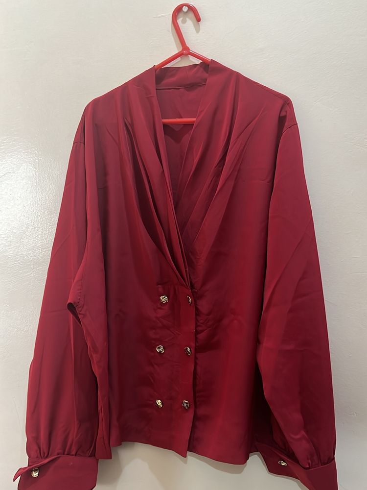 Red Golden Button Shirt