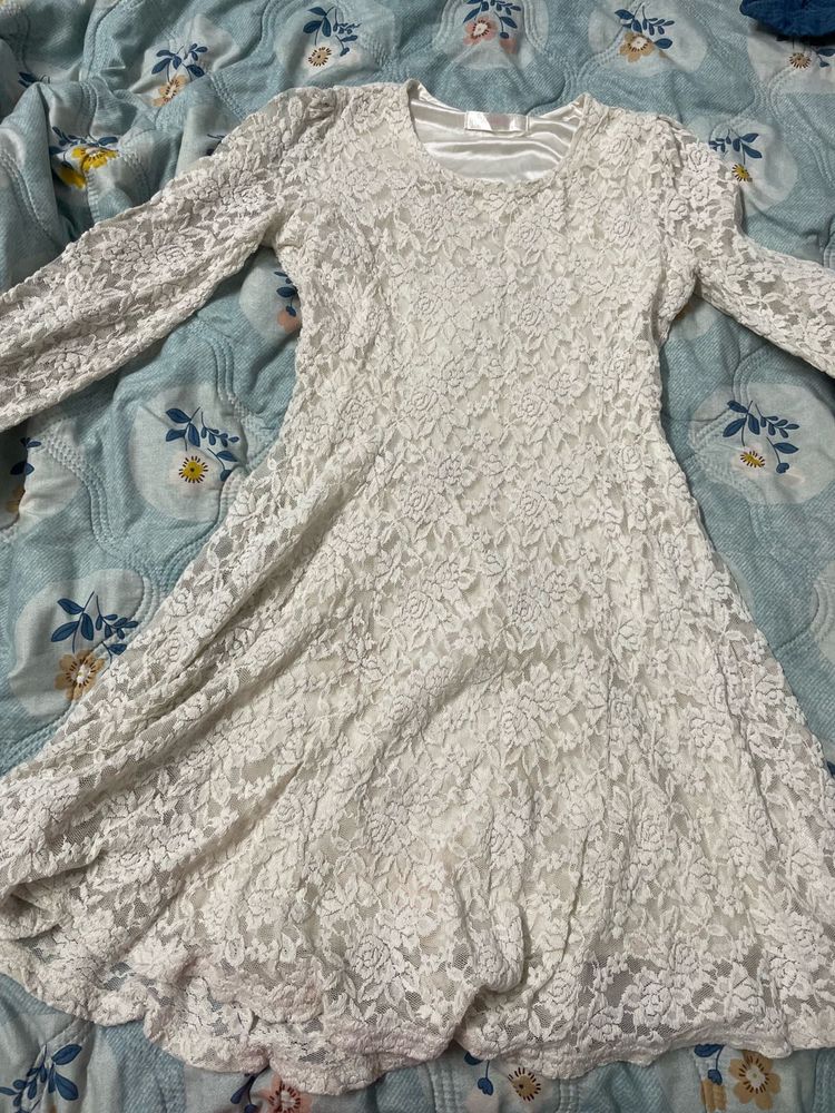 White A Line Beautiful Dress