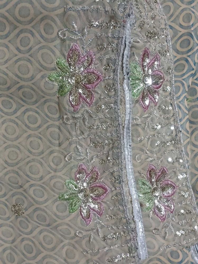 Beautiful Saree with ambroidery work and sequin at