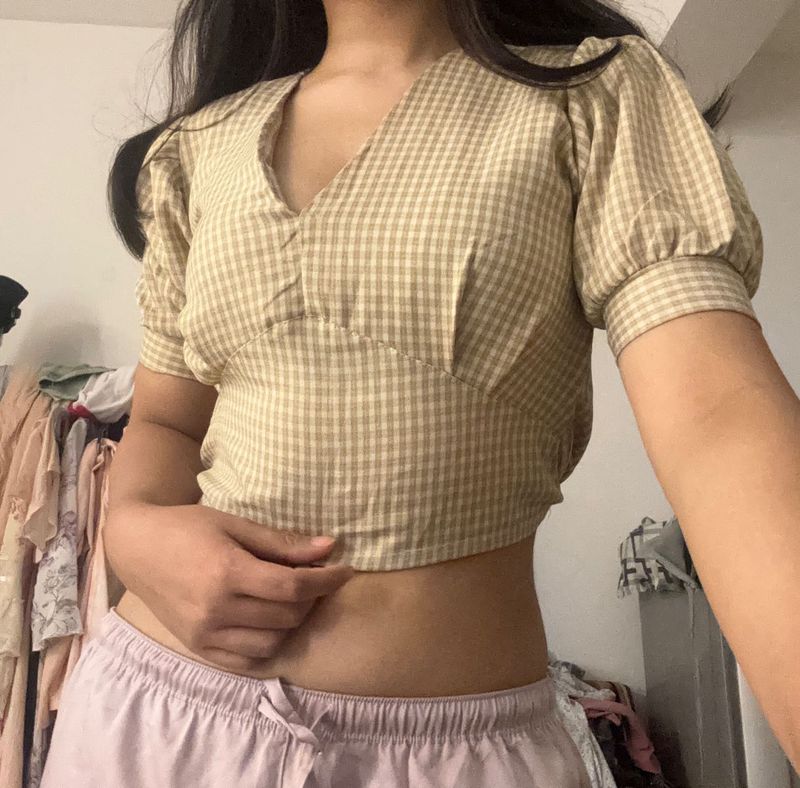 Korean Checkered Crop Top