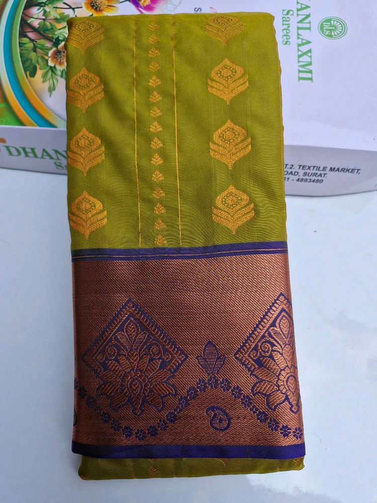 Mehandi Silk  Saree with Woven Border