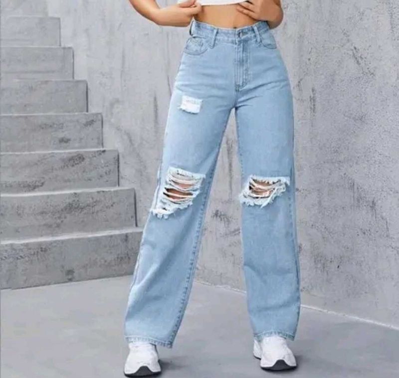 Ripped Wide Leg Jeans