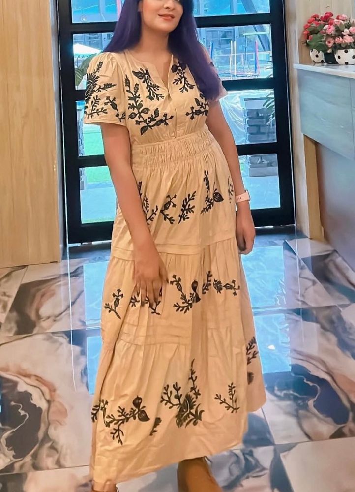 Anthropologie Embroidered Midi Dress