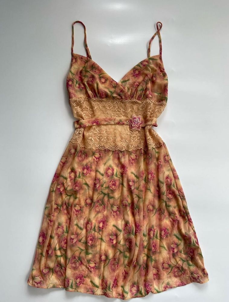 Floral Lace Trim Slip Dress