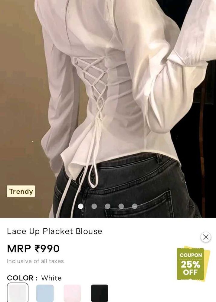 Savana Lace Up Back Detail Blouse