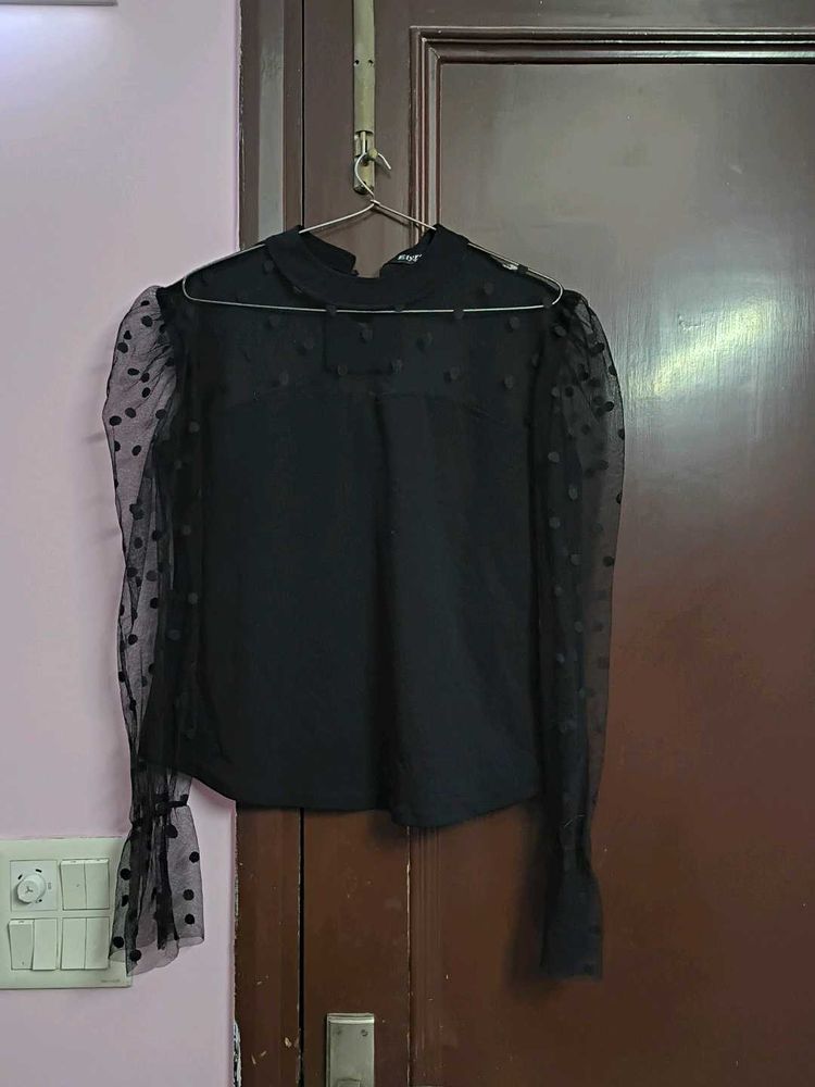 Chic Black Polka Dot Top