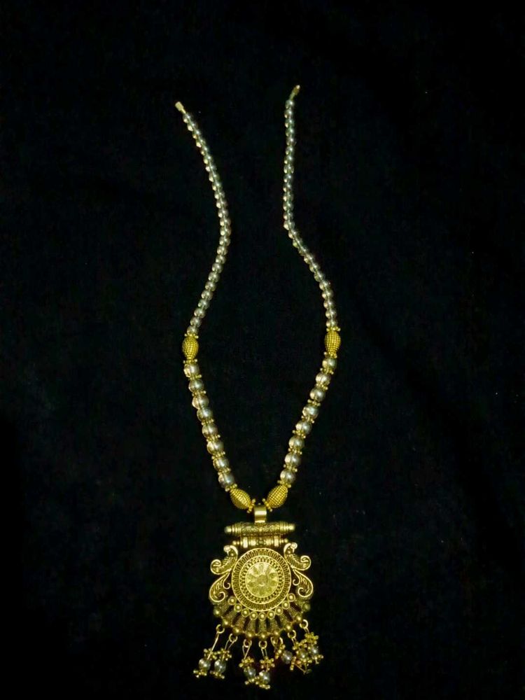 Ornate Gold-Tone Coin Necklace
