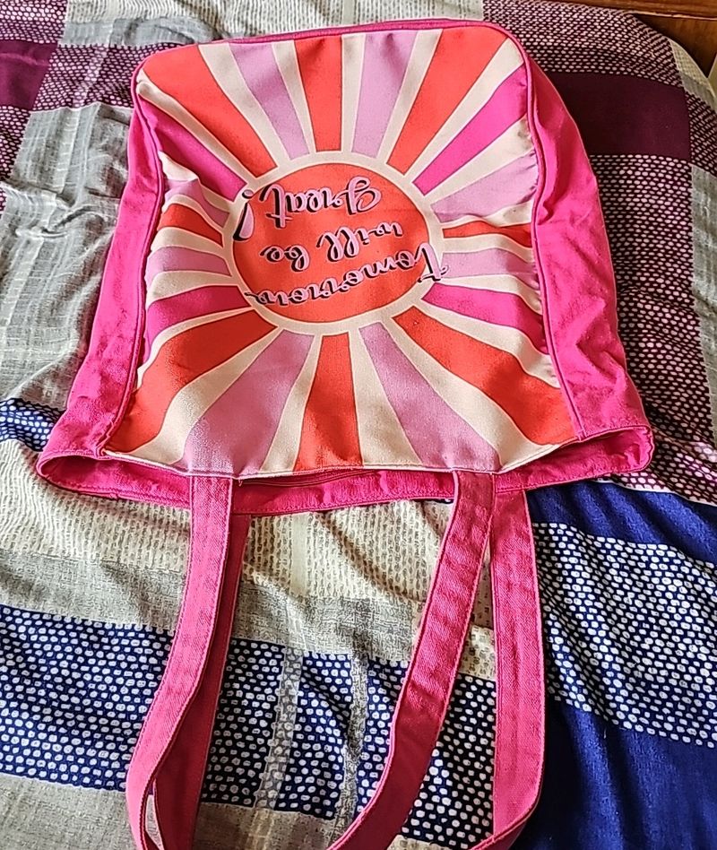 Pink Colour Large Tote Bag