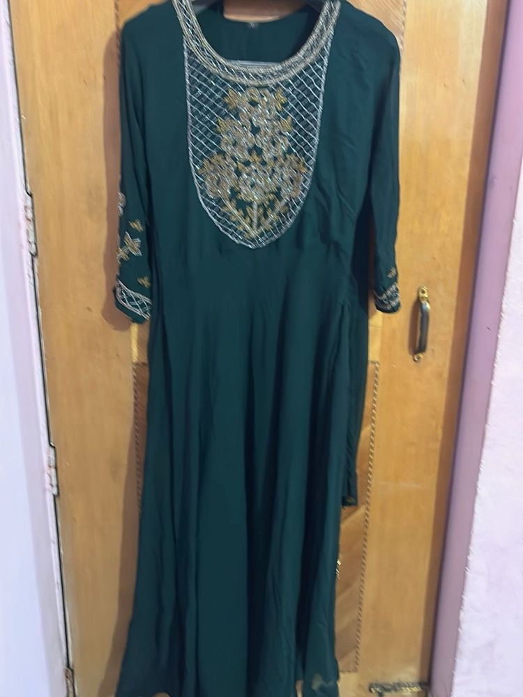 Emerald Green Embellished Anarkali Dress