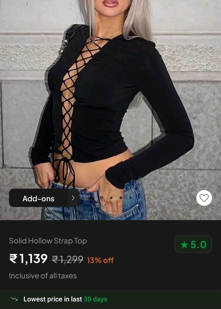 NEWME Black Strappy Tie Up Top