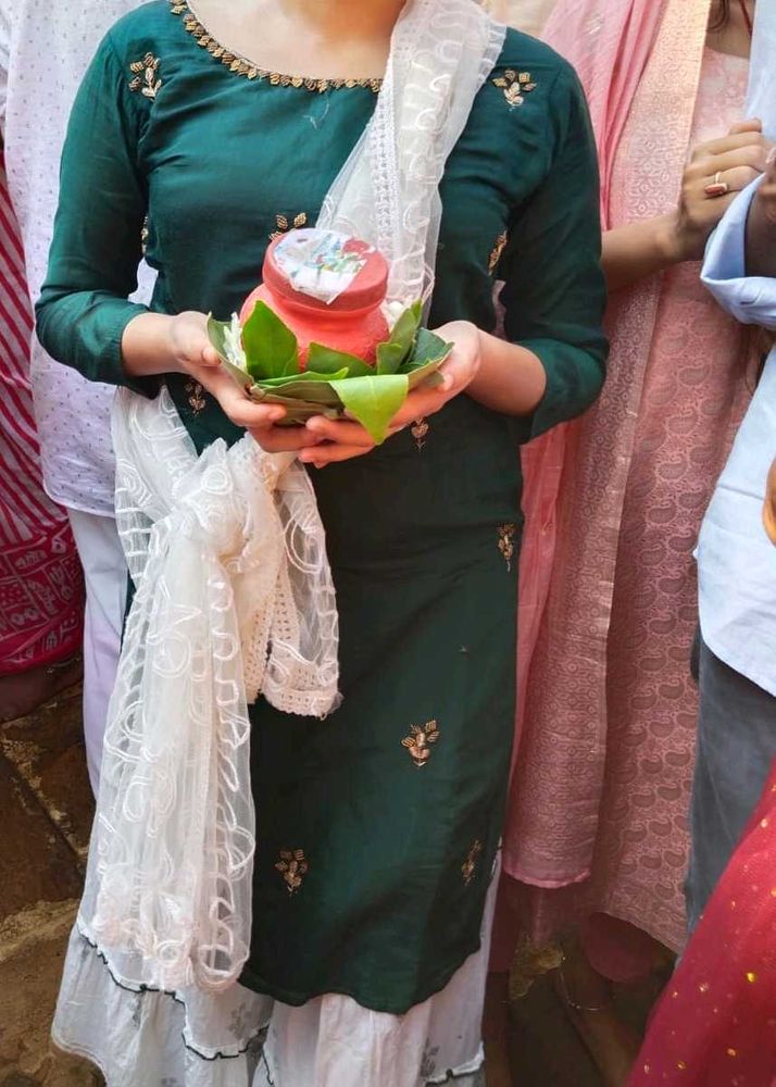 Green Embroidered Kurta Set