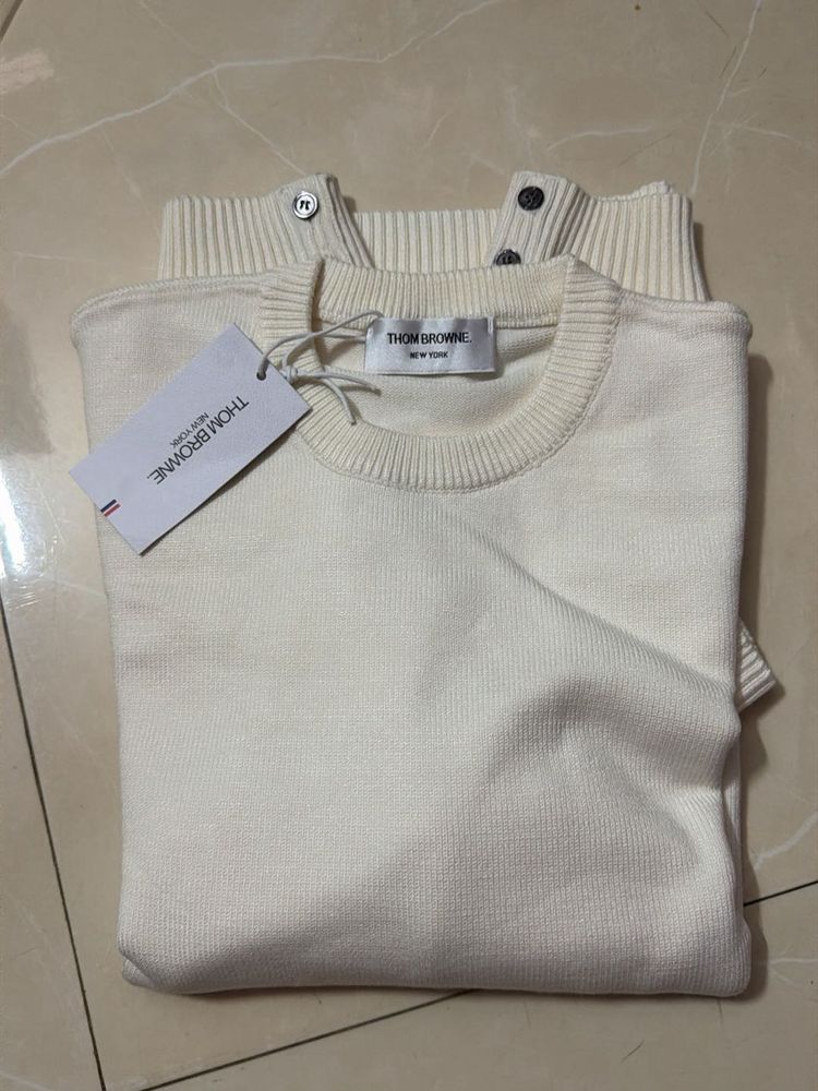 Thom Browne Cream Knit Sweater