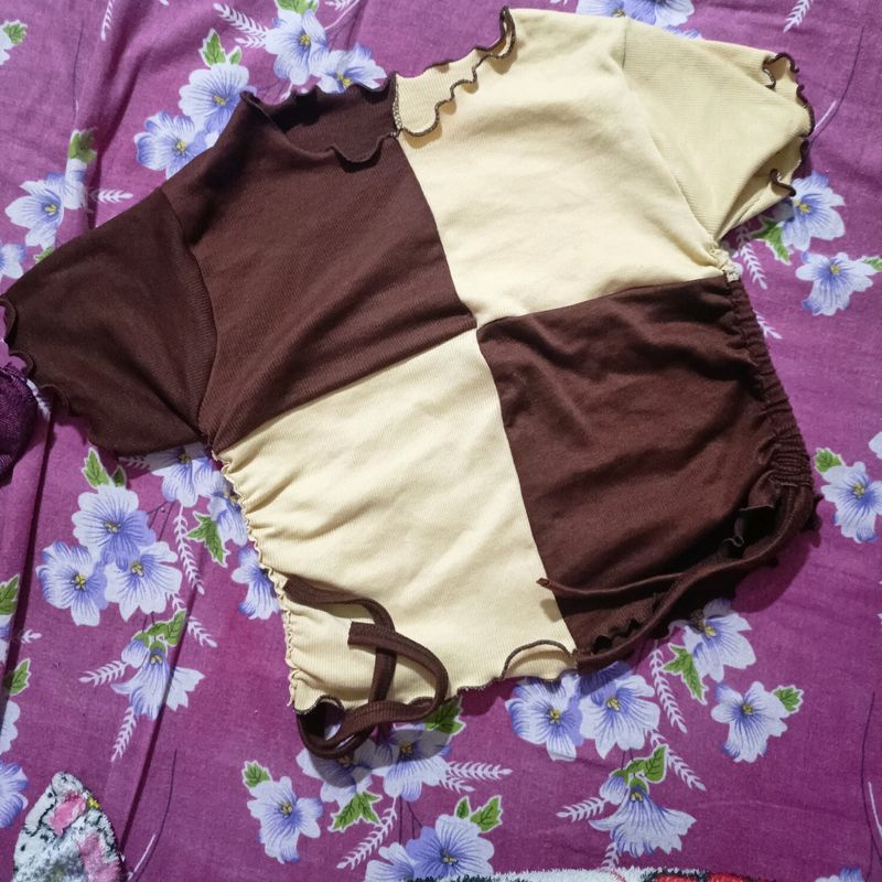 New Quadcolour Crop Top With Drawstring
