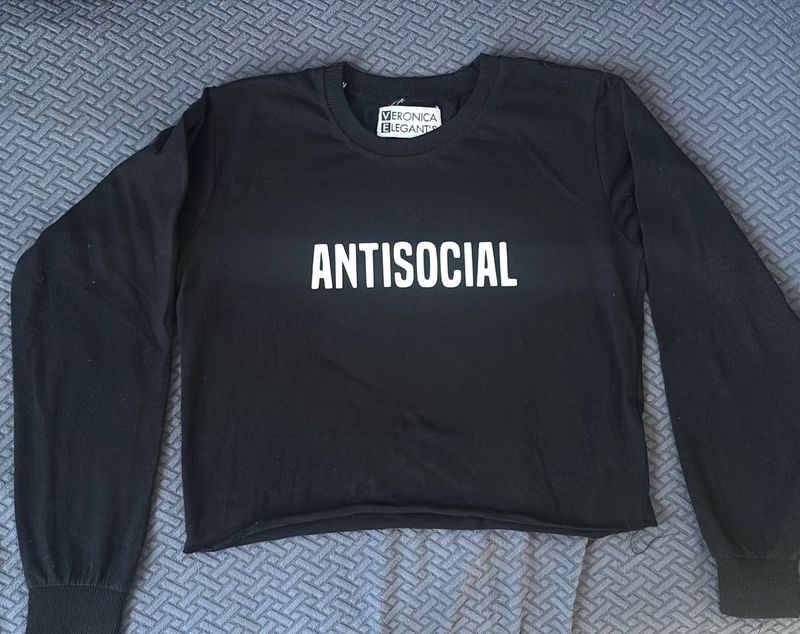 Antisocial Long Sleeve Crop Top