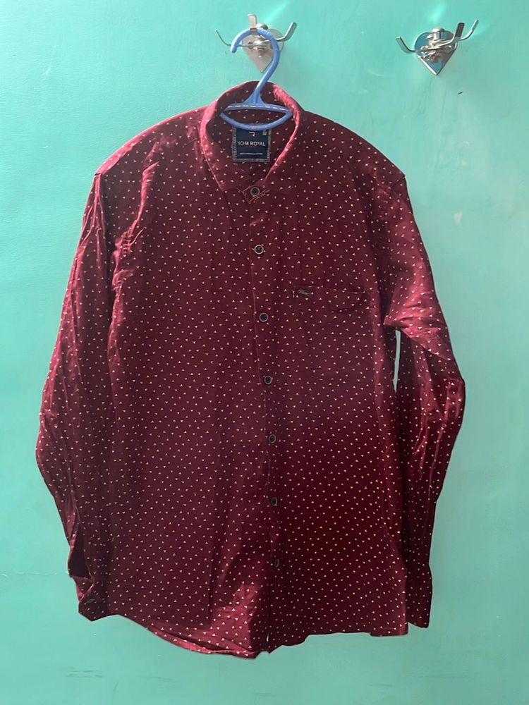 IOW ROYAL Burgundy Polka Dot Shirt