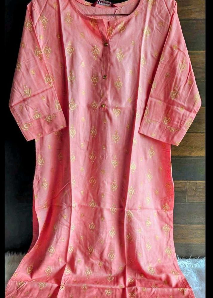 Peach Printed Kurta