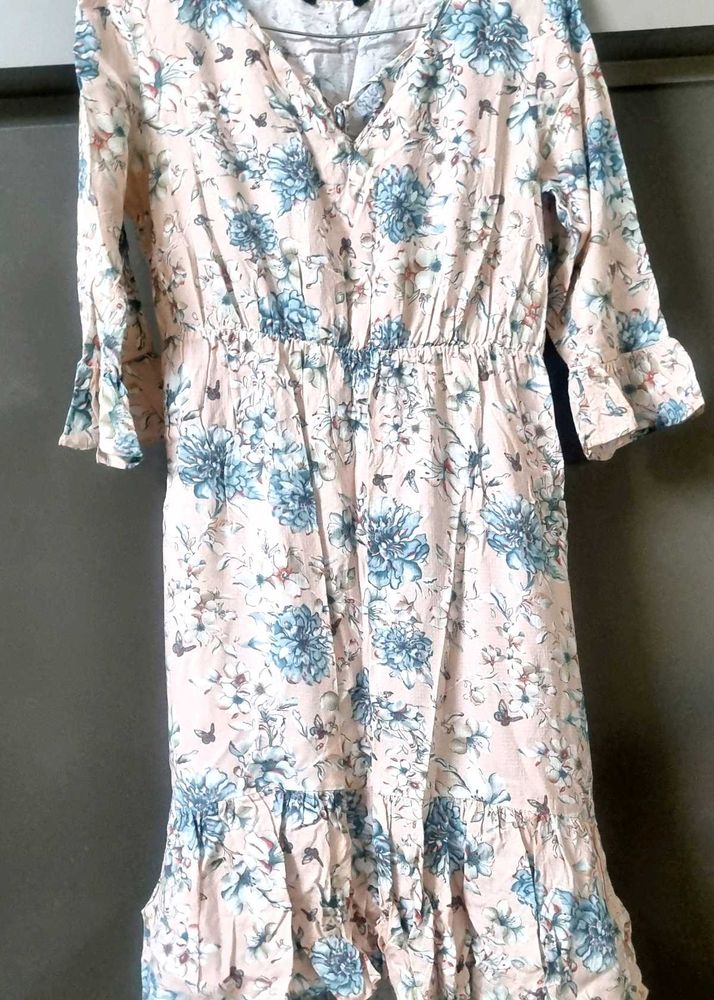 Floral Print Ruffle Hem Dress