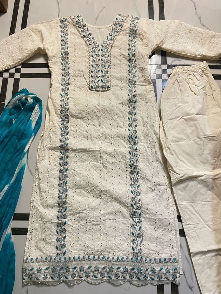 Chickenkari Cotton Kurta Set
