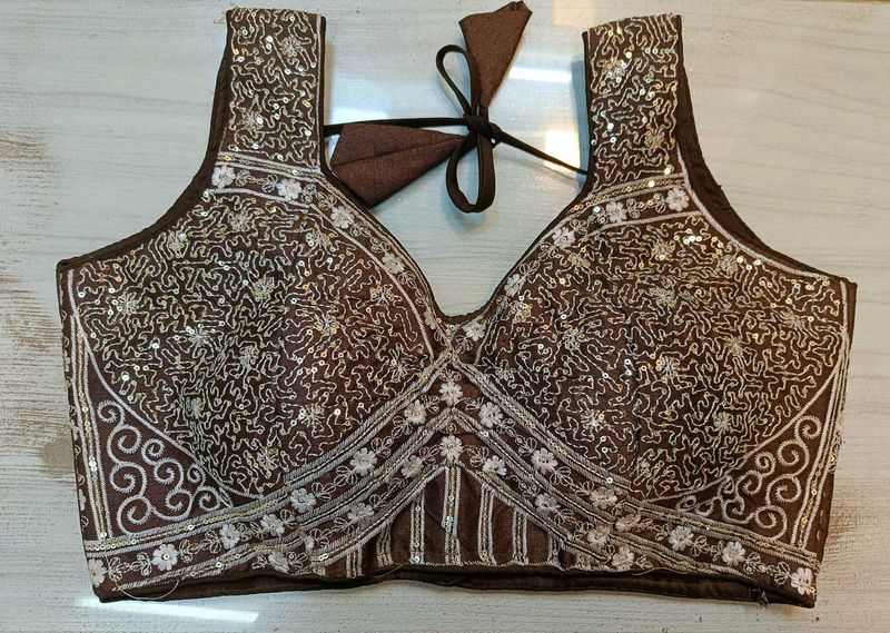 Brown Sequins Blouse