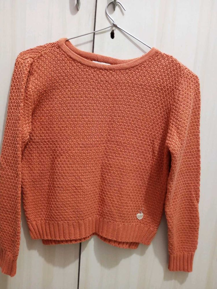 Coral Knit Pullover Sweater