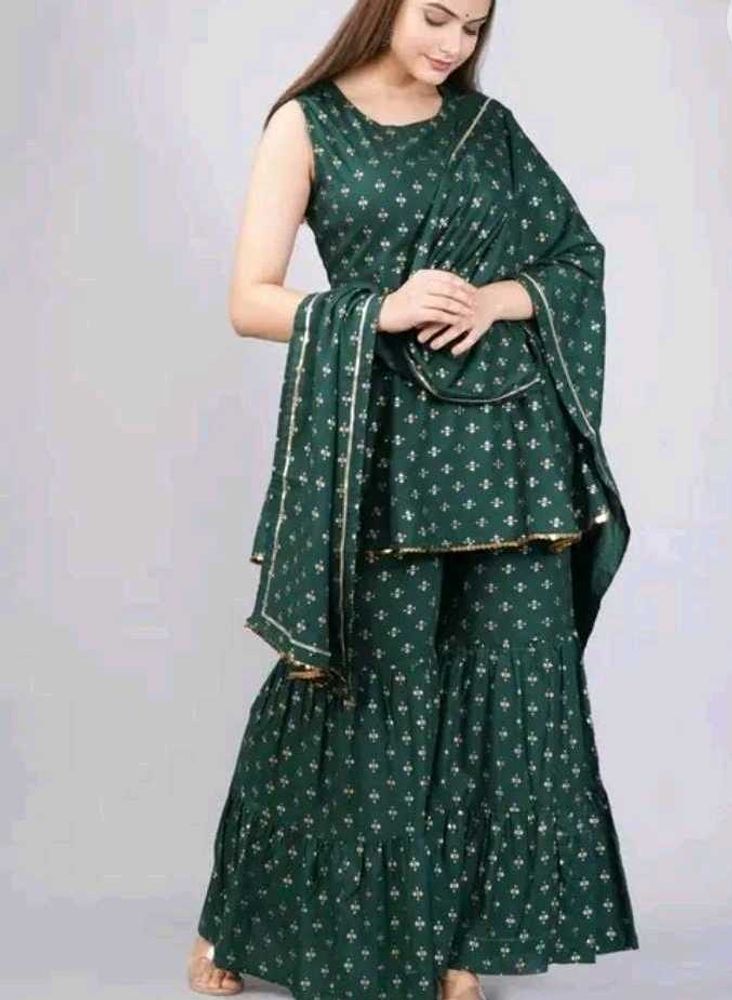 Green Printed Kurta Set