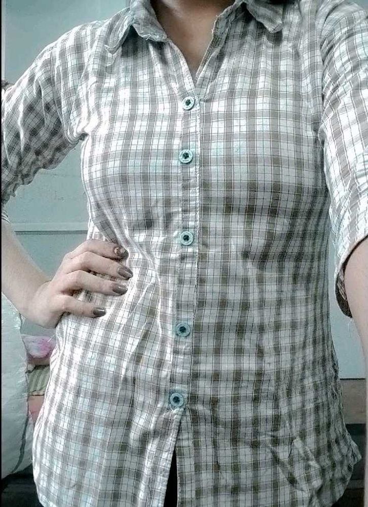 Plaid Button-Down Top