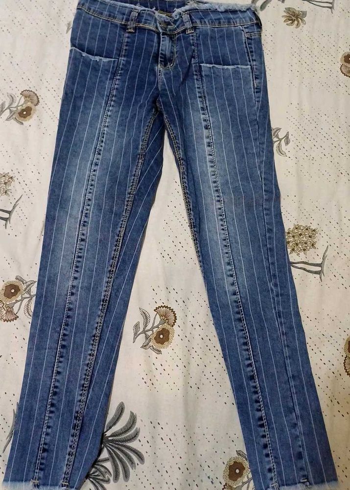 Striped Denim Jeans