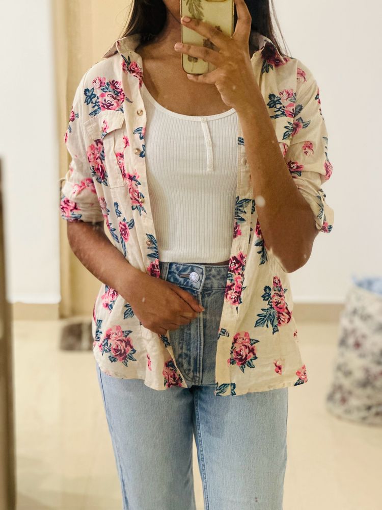 White Floral Shirt