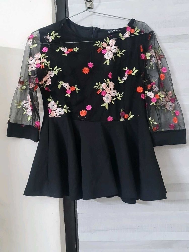 SHEIN - Floral Embroidered Top