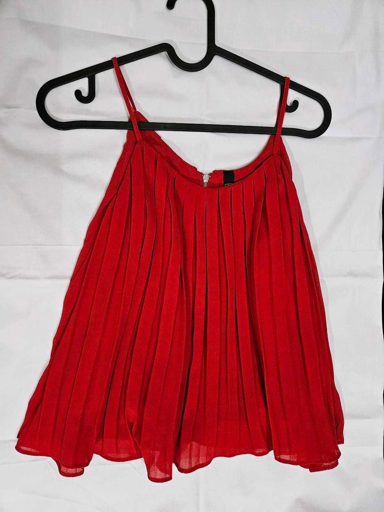 Red Pleated Peplum Top