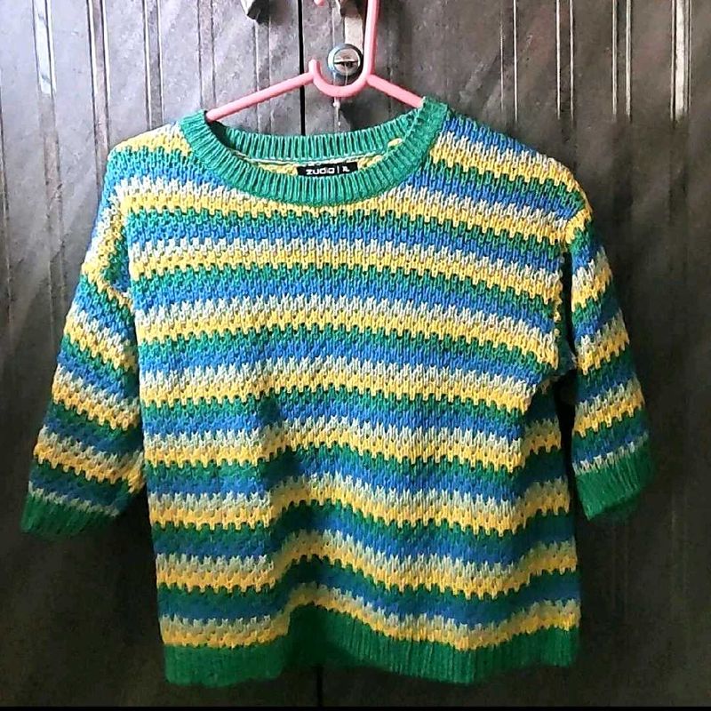 Zudio Striped Knit Sweater Top