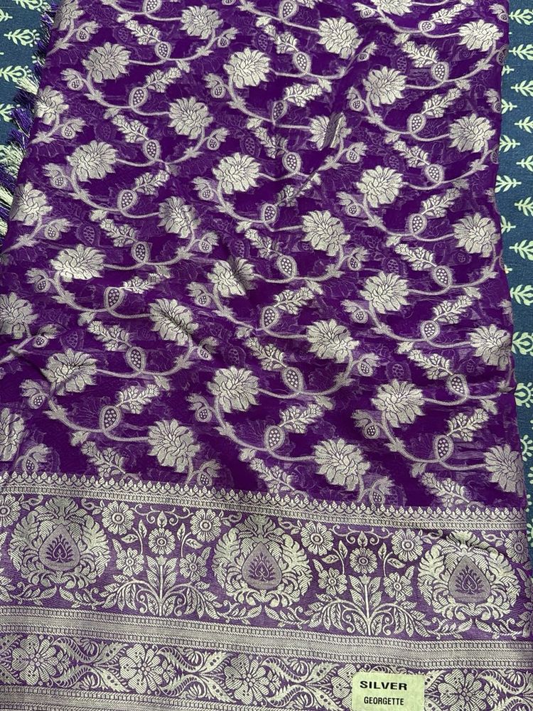 Purple Georgette Saree