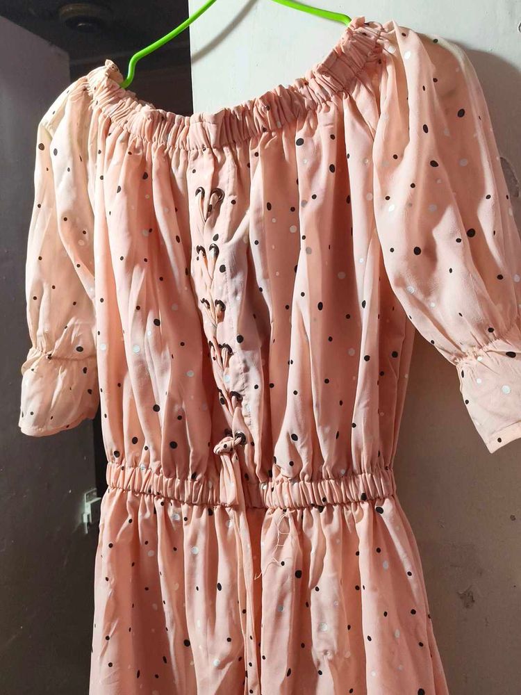 Pink Polka Dot Dress - Size Small