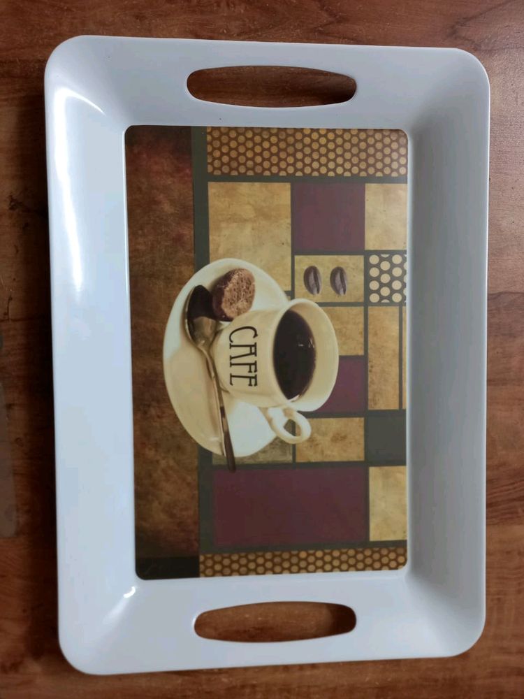 Brand New Hard Plastic Coffee Theme Tray