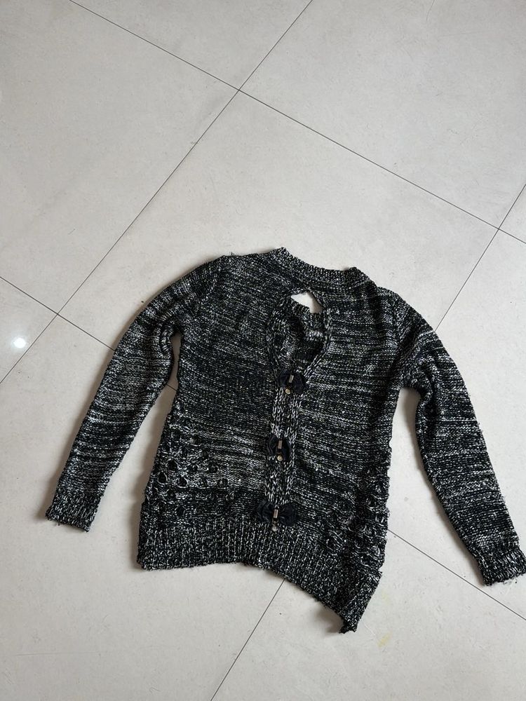 Black Shiny Casual And Partywear Top