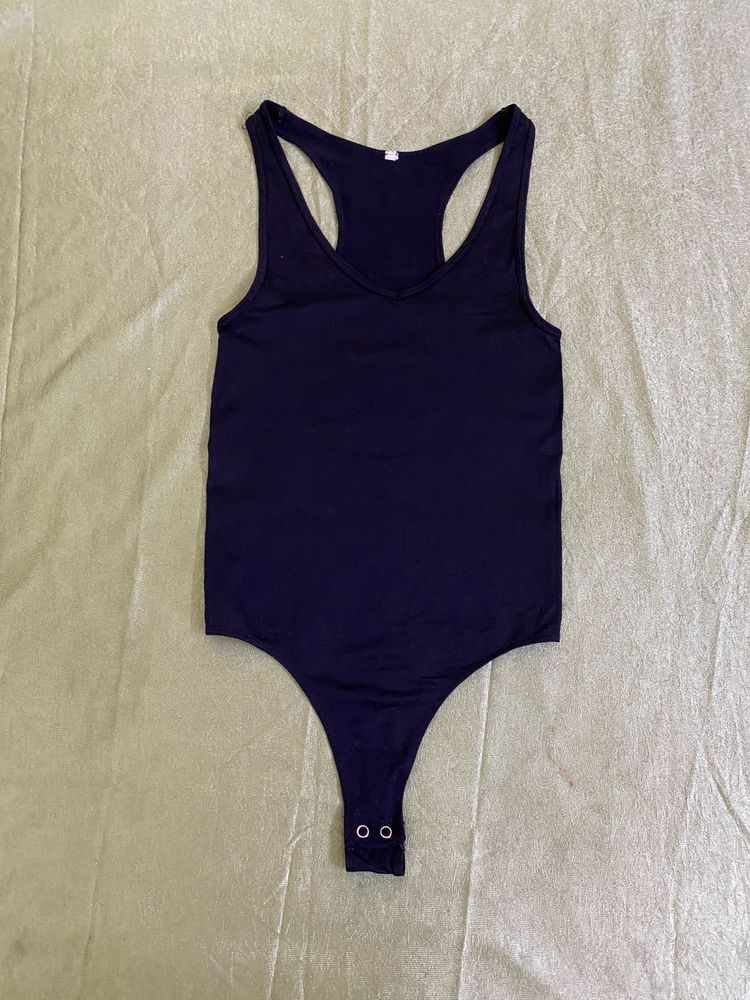 Black Stretchy Racerback Bodysuit Bust 32-34