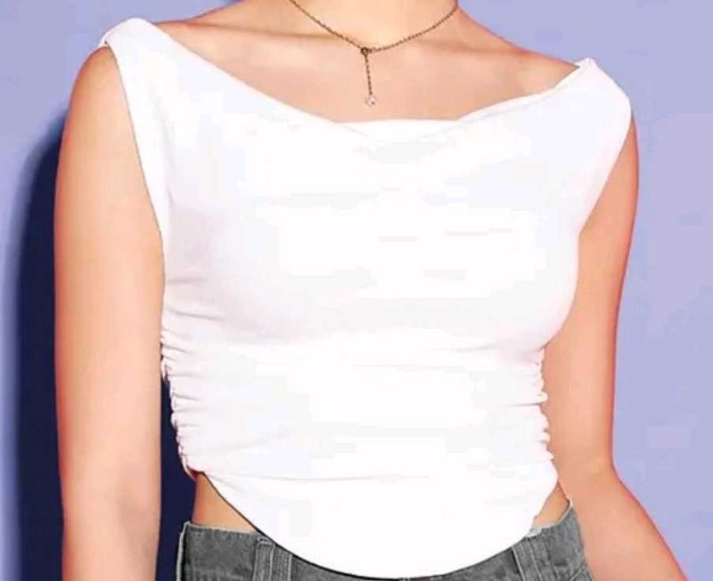 White Ruched Tank Top