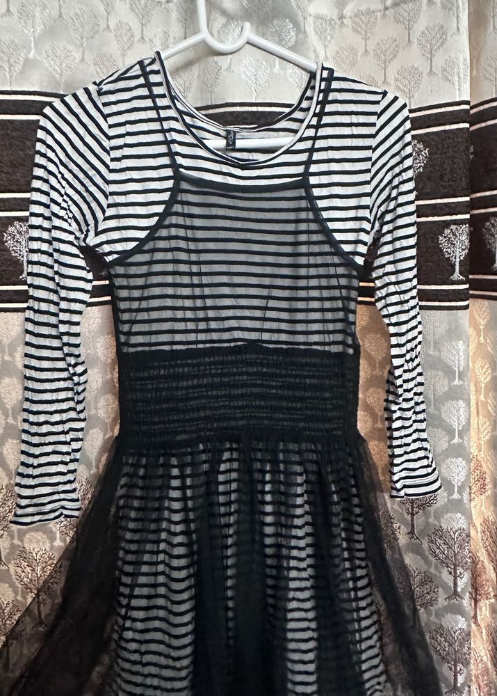 Striped Layered Mini Dress