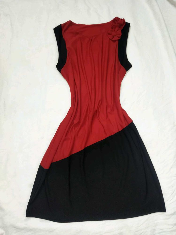 Red And Black Mixed Coloured Dress.