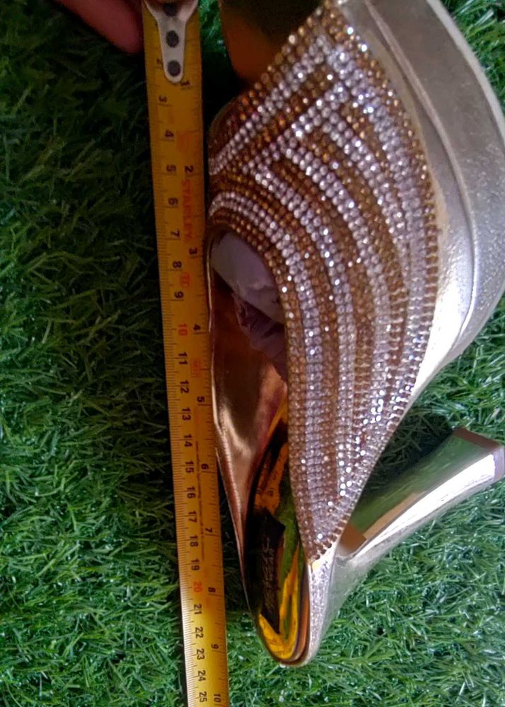Gold Heels with Rhinestones