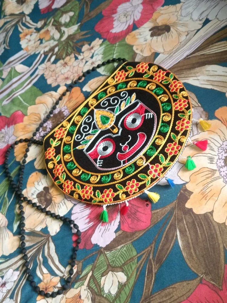 Embroidered Handbag with Shoulder Strap