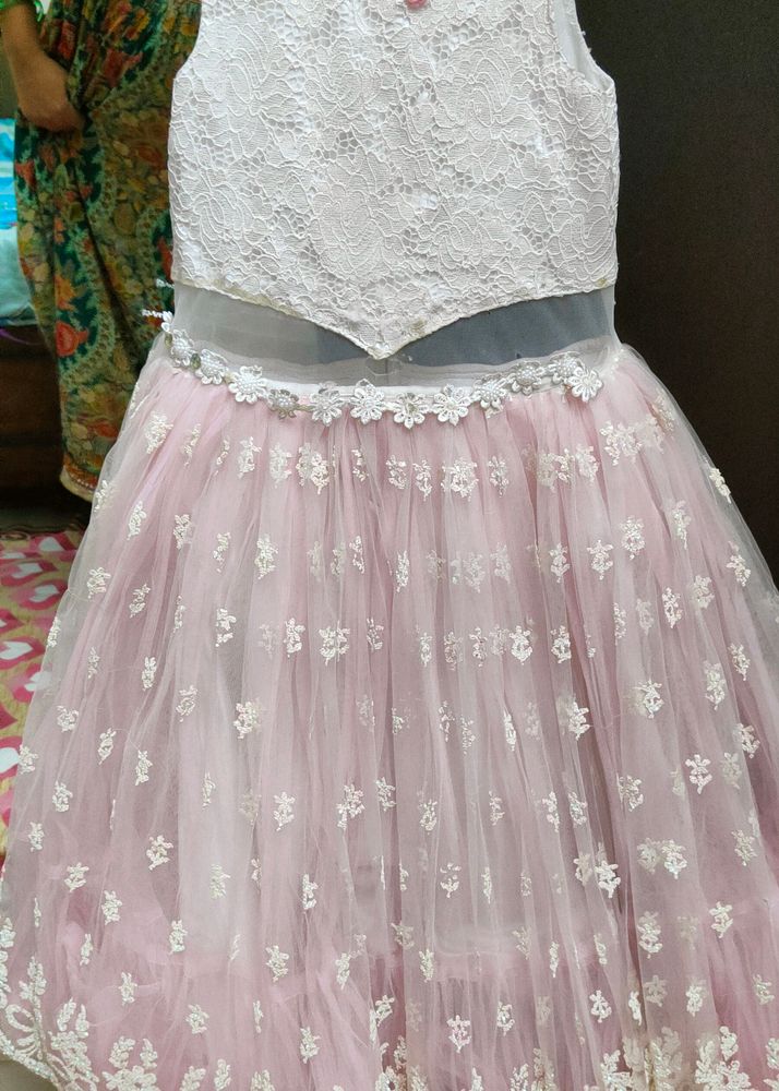 Cindrella Baby Pink Party Wear Frock