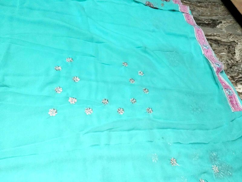 Aqua Embellished Saree💥💥🥻 Very Low Price