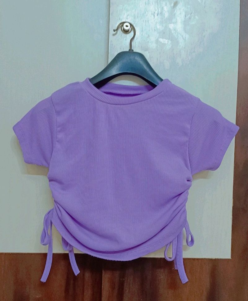 Women Rushed Lavender Crop Top💜