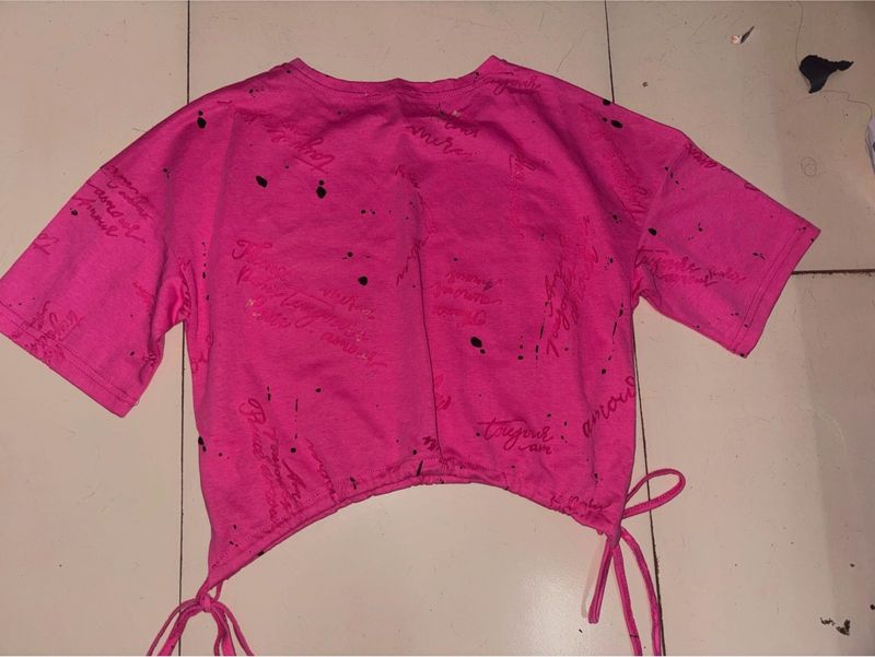 Pink Graphic Crop Top