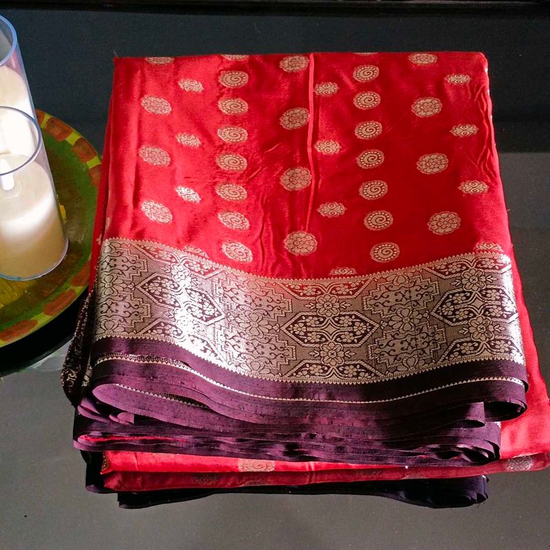 🛍️ Red Banarasi Silk Saree ⭐⭐⭐⭐⭐