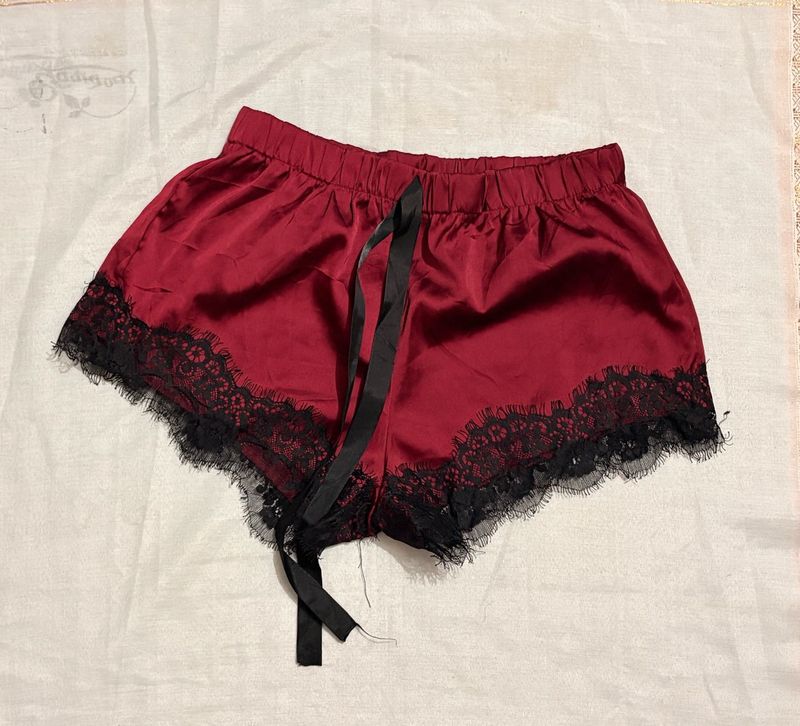 Red Lace Pajama Shorts
