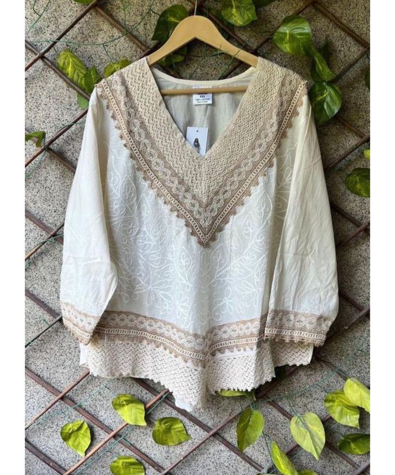 Lace Trimmed Bohemian Top