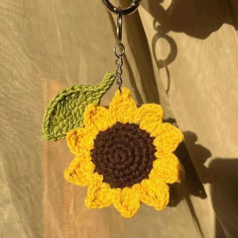 Crochet Sunflower Keychain
