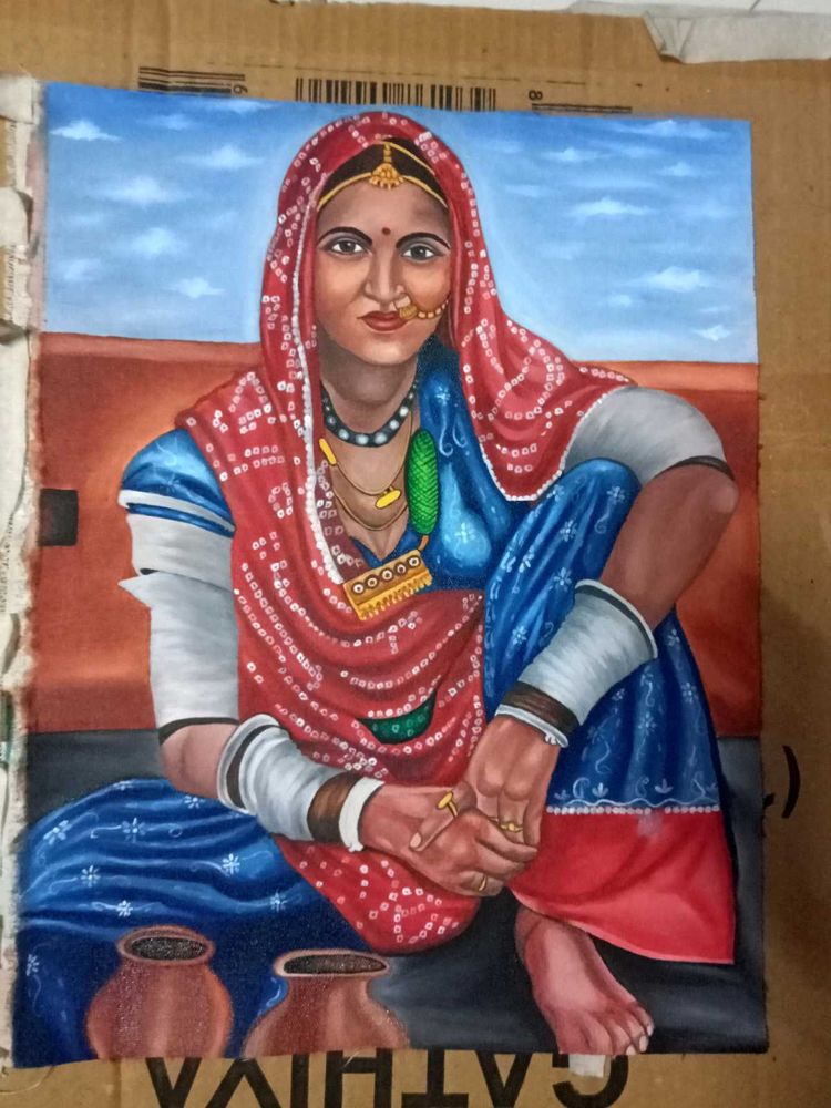 Woman With Pot Oil Painting